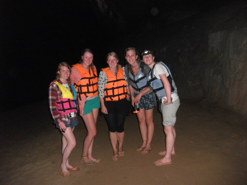 From left to right, Me, Merel, Charlotte, Charlotte and Beth. Inside Kong Lo cave
