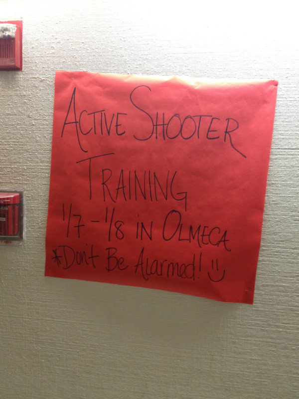 "Active shooter training on campus"
