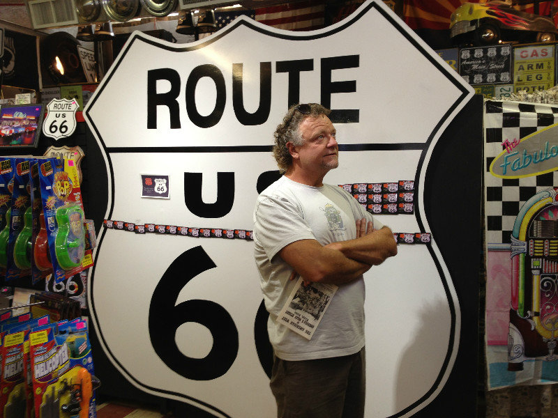Kenny with the Biggest Route 66 Metal Sign in the World