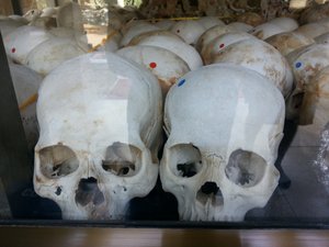 Skulls in the memorial stupa