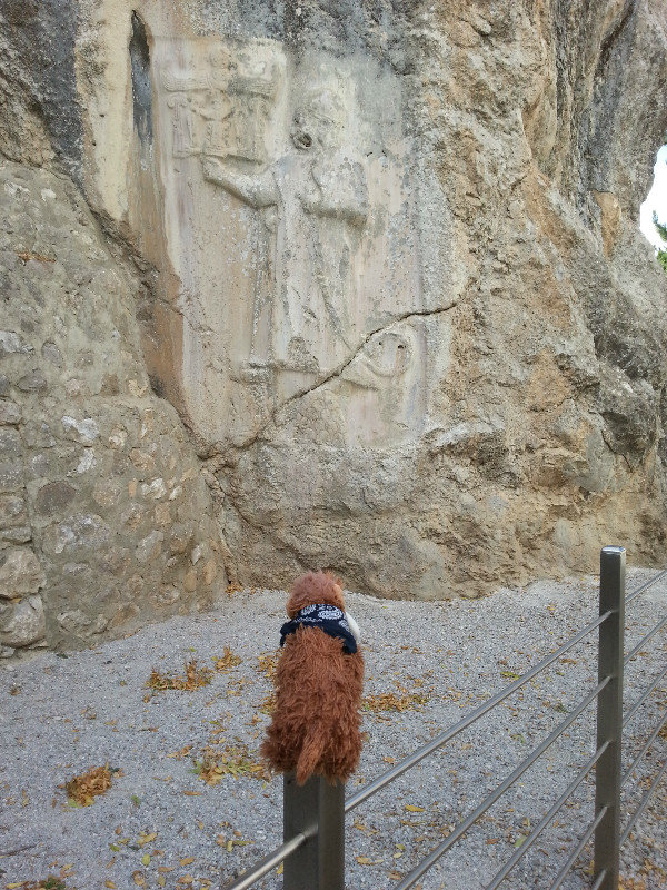 Checking out the carvings