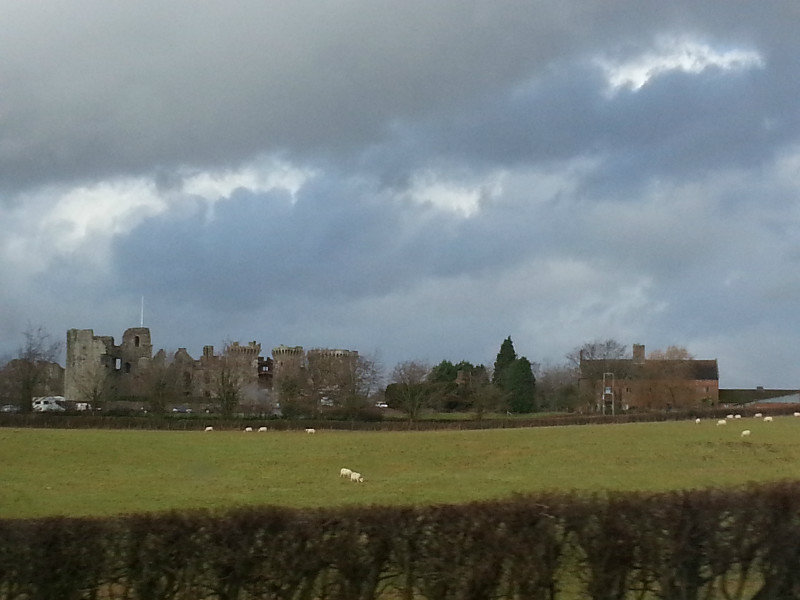 Passing Raglan Castle on the route