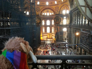 Looking down from the balcony in Hagia Sophia