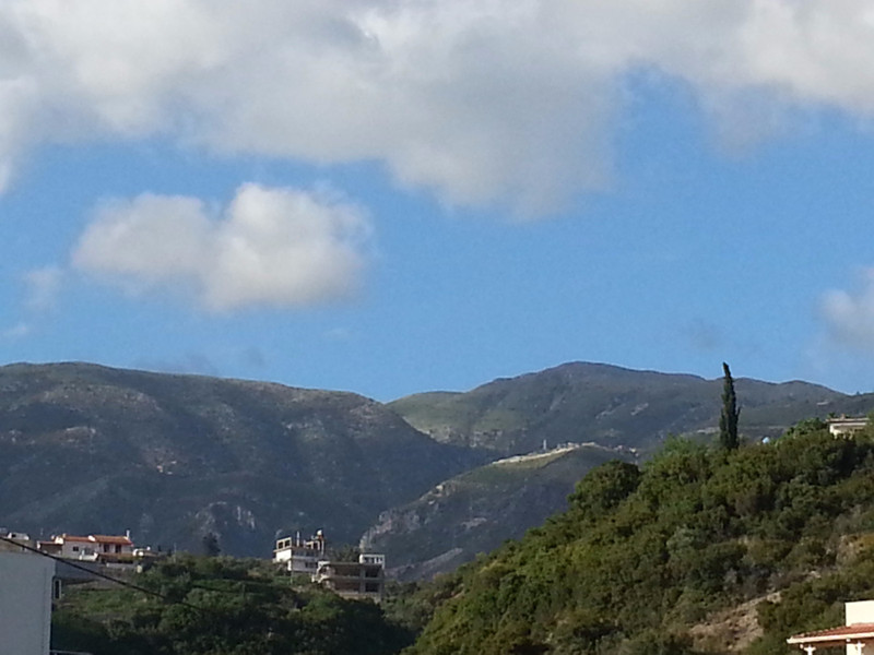 Looking at the mountains in Himara
