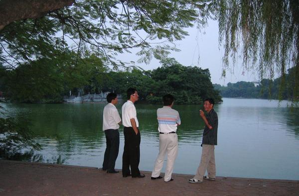 Men on the lake