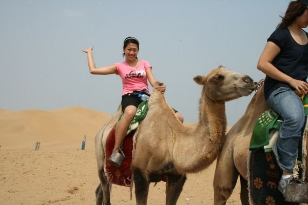 Melenie braves the camel
