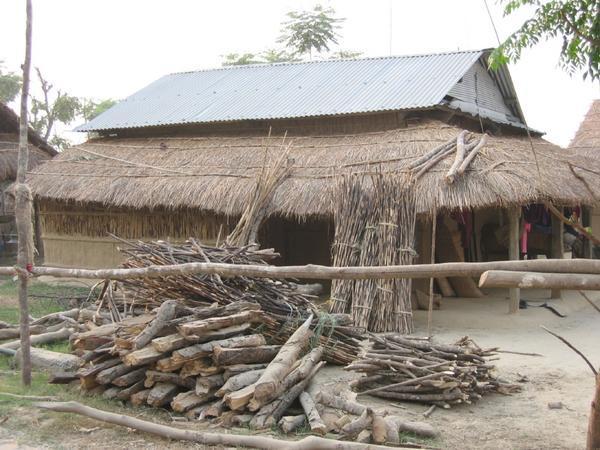 Local Tharu village stick houses