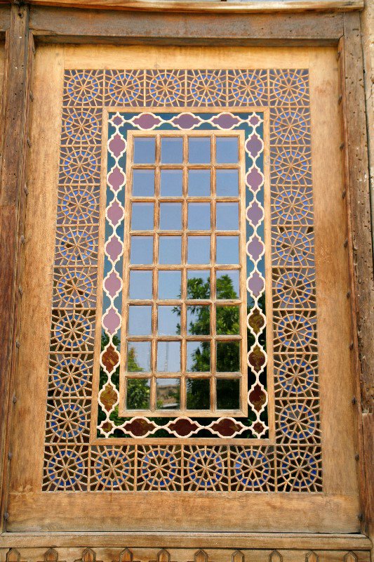 Gorgeous stained glass windows at Arg-e Karim Khan
