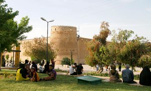 Iraninan families picnicing outside the Karim Khan fortress