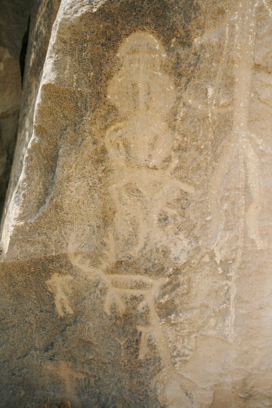 Qobustan petroglpyhs - dancing men, reindeers at the bottom