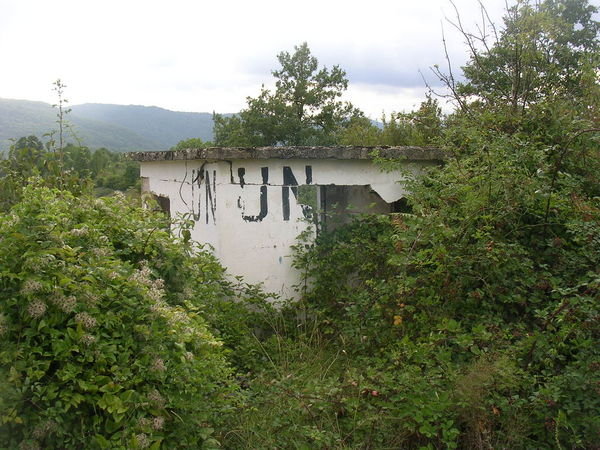 bullet riddled UN check point at croatian/bosnian border