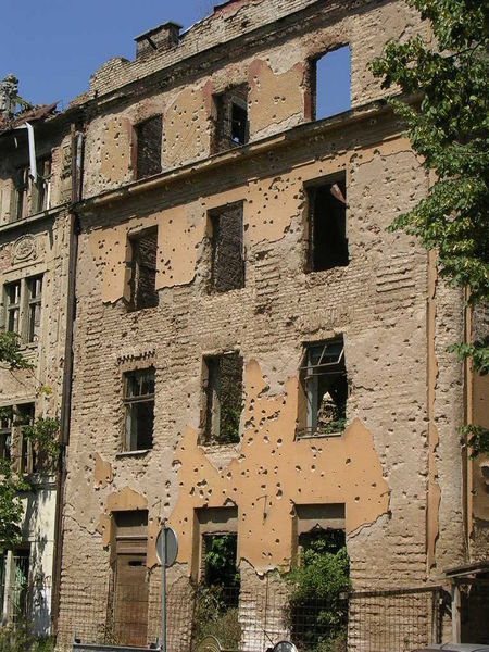 a typical sarajevo building....bullet holes included
