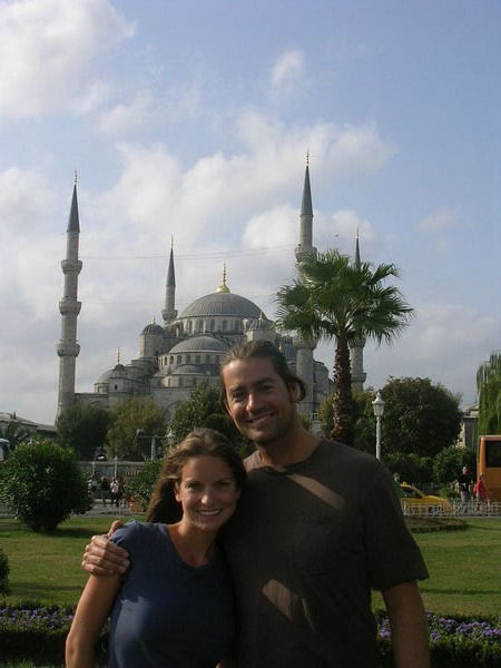 in front of the blue mosque