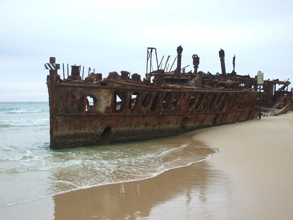 washed up war hospital ship on the beach