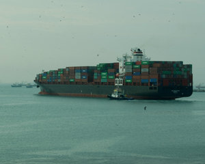 Outbound Container Ship
