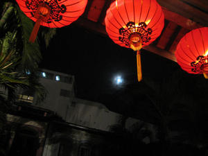 Red Lanterns with Full Moon..