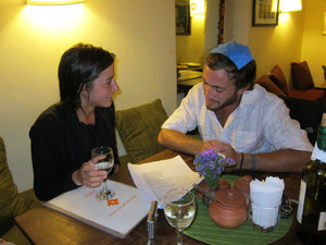 Lior and Roei reading the Haggada