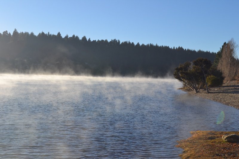 Steam rising from Lake Wanaka
