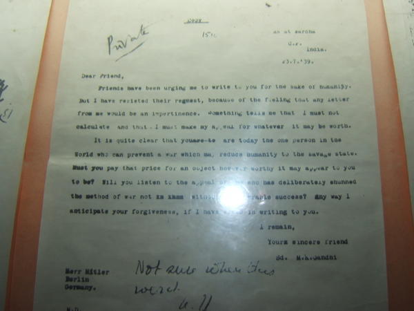 Letter to Hitler from Gandhi