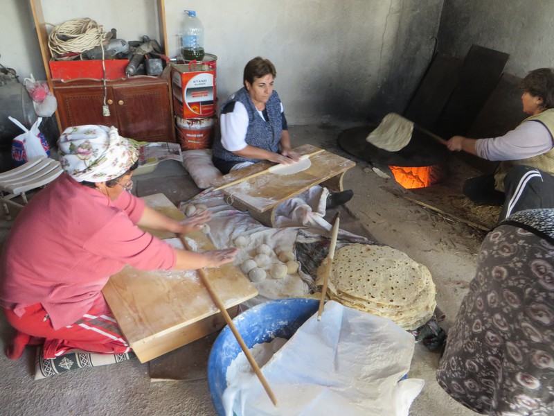 Communal ovens -- baking bread for our lunch.