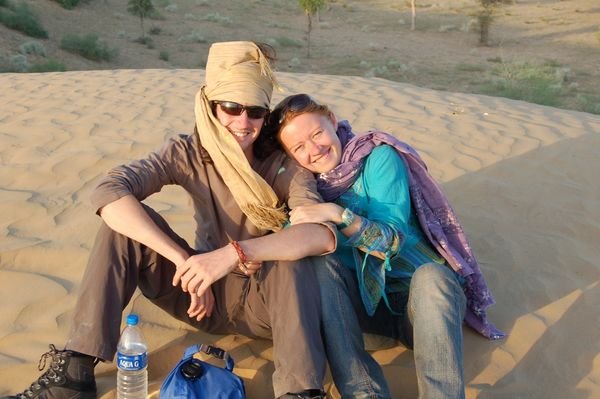 2 Happy Travlers in the Desert
