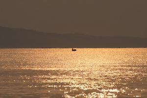 Lonely fishing boat at 6 am, Mui Ne