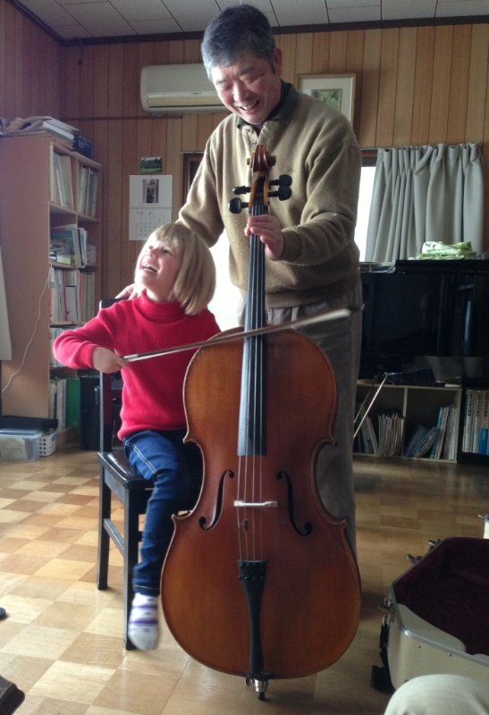 Trying the Cello