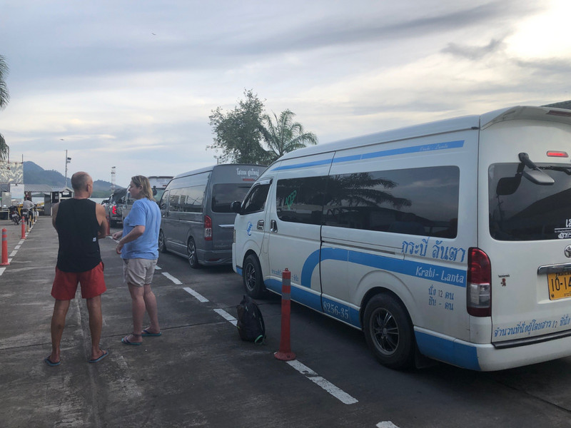 Minivan waiting for the ferry across to Koh Lanta
