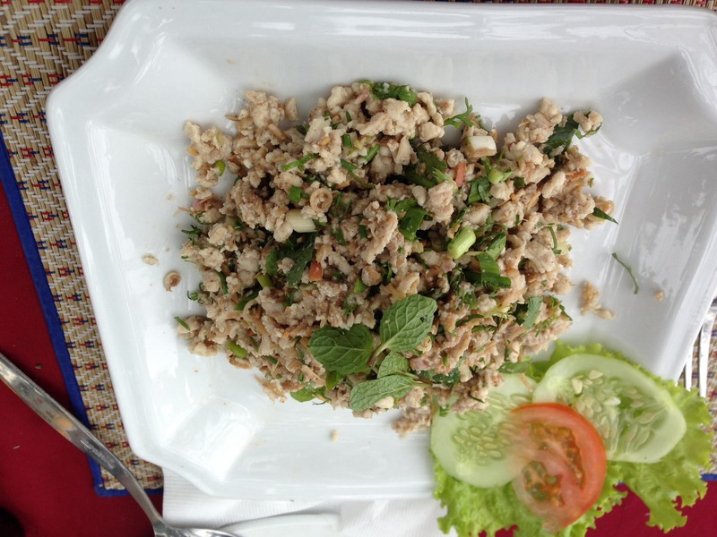 Lao laab salad, minced chicken in herbs. Delicious?