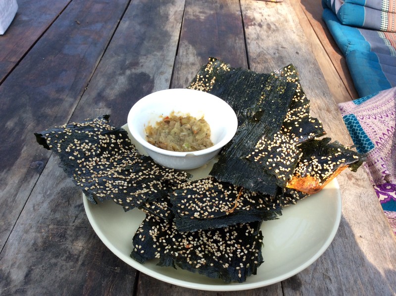 Fried river weed with sesame