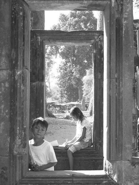 My Artist picture of the Cambodian children at Banteay Srei