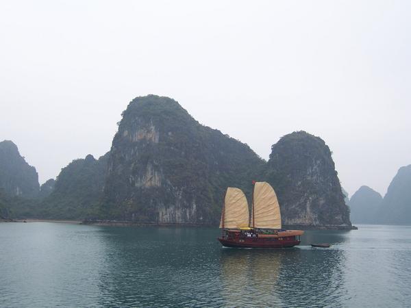 One of the boats in Ha Long Bay