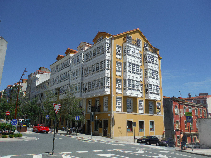 Typical Galician enclosed balconys