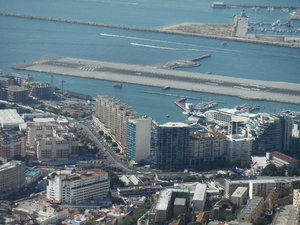 View of the marina and run way from the top of the rock