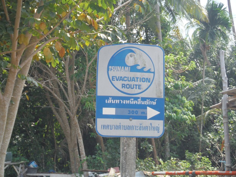 Tsunami warning signs, Koh Lanta Old Town