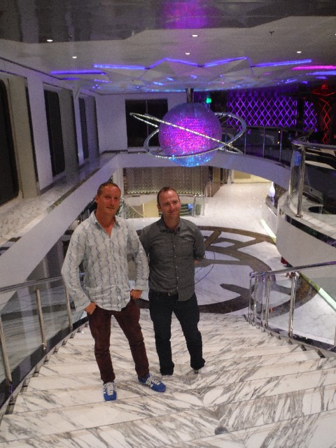 Posing on the lobby of the 5* boat hotel - Sunborn