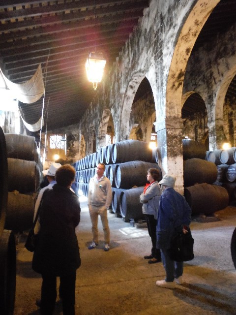 The sherry barrels being stored in naturally ventilated cellars