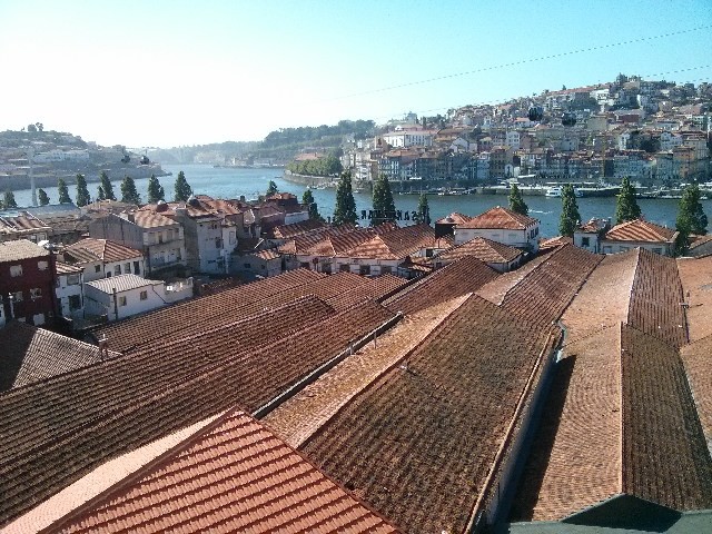 View over Porto's Port lodge roof to the river Douro below.