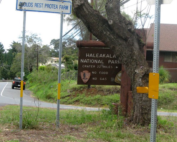 Sign to Haleakala Crator and National Park