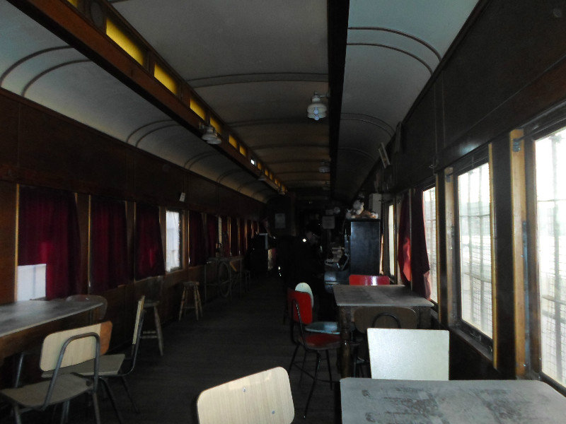 A restaurant inside an old train.