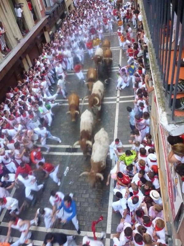 Views of the first bull run from balcony