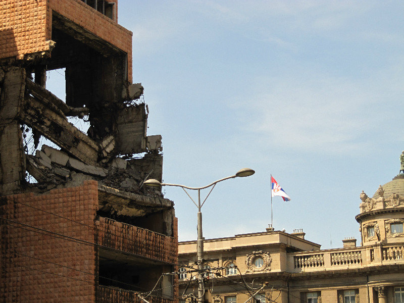 Center of Belgrade - buildings of Police and Army Headquarters, after NATO bombing