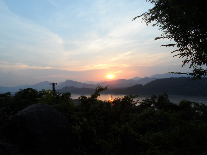 sunset over Mekong & the hills