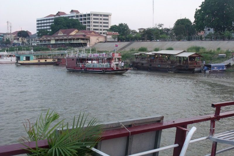 View of the water's edge from the river boat