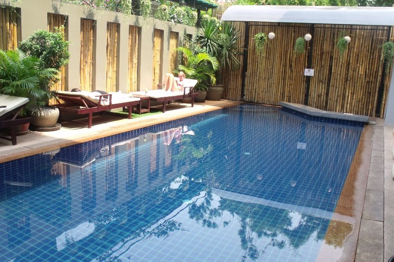 A hotel pool in Phnom Penh