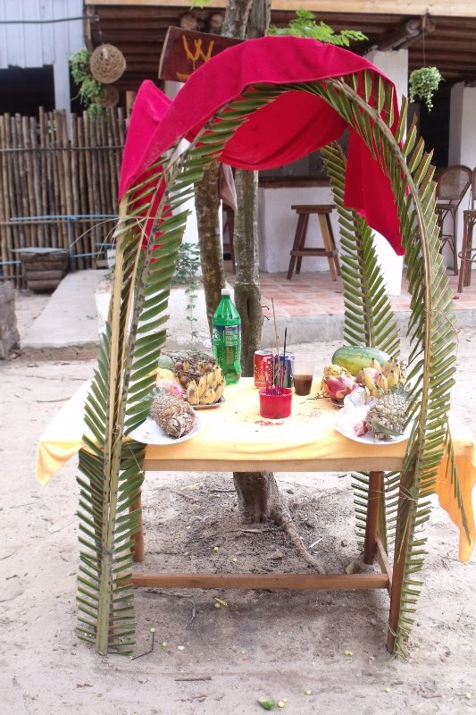 A small temporary shrine built for the New Year celebrations
