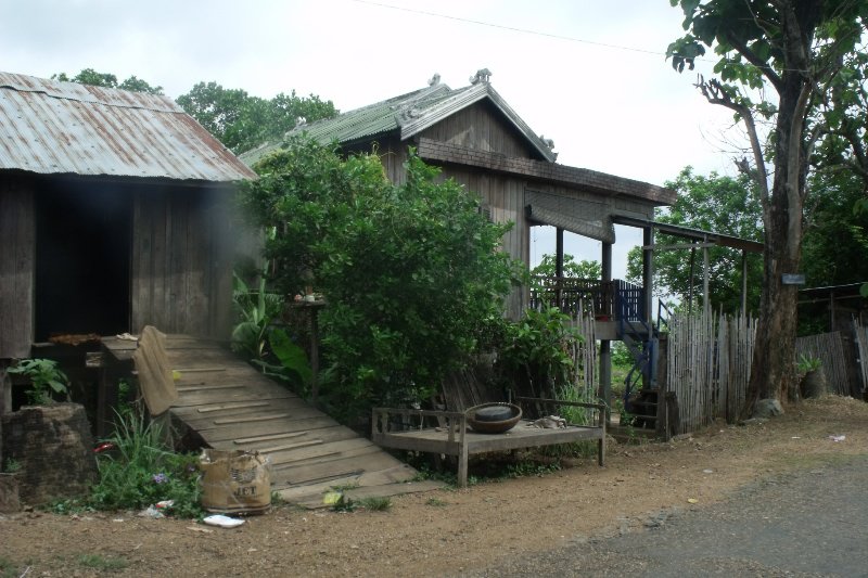 Typical Khmer wooden rural houses