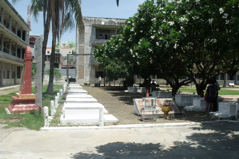 View across the graveyard at Toul Sleng