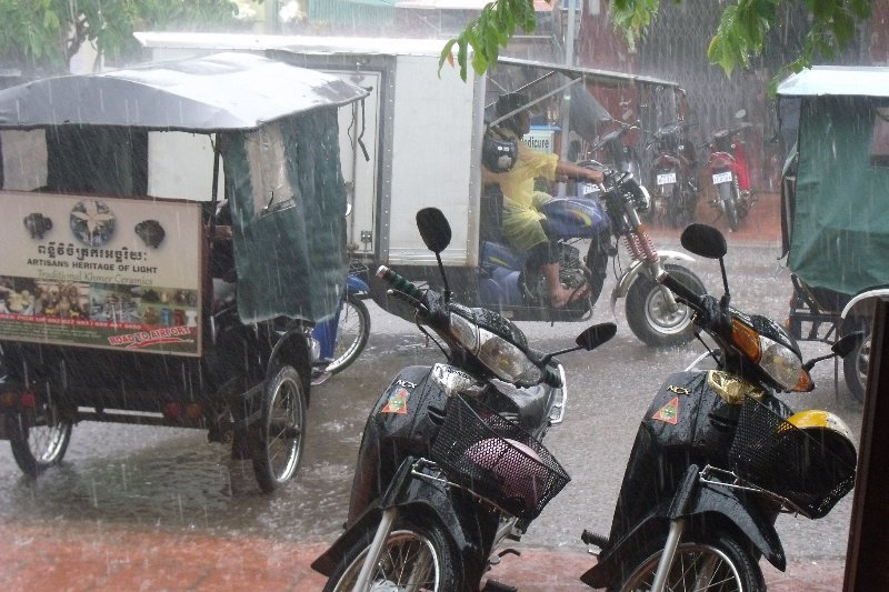 A heavy rainstorm in Siem Reap