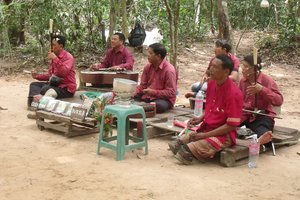 Traditional Khmer Musicians outside one of the temples